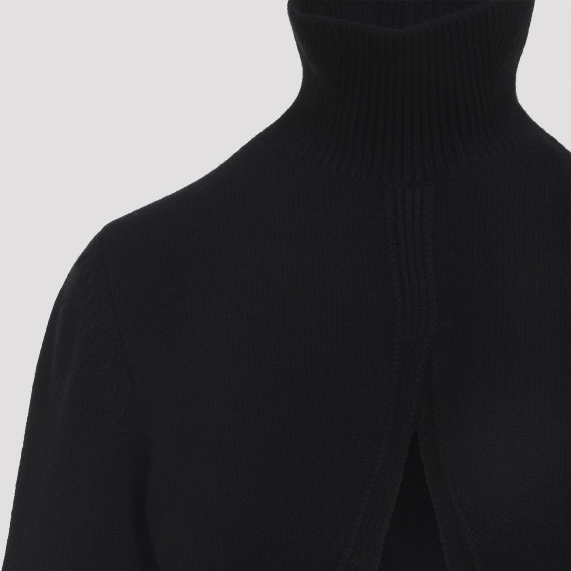 Alaïa Cropped Cashmere Sweater With Turtleneck And Layered Design