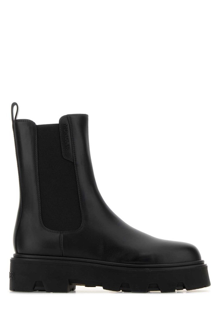 Moncler Black Leather Aurea Chelsea Ankle Boots
