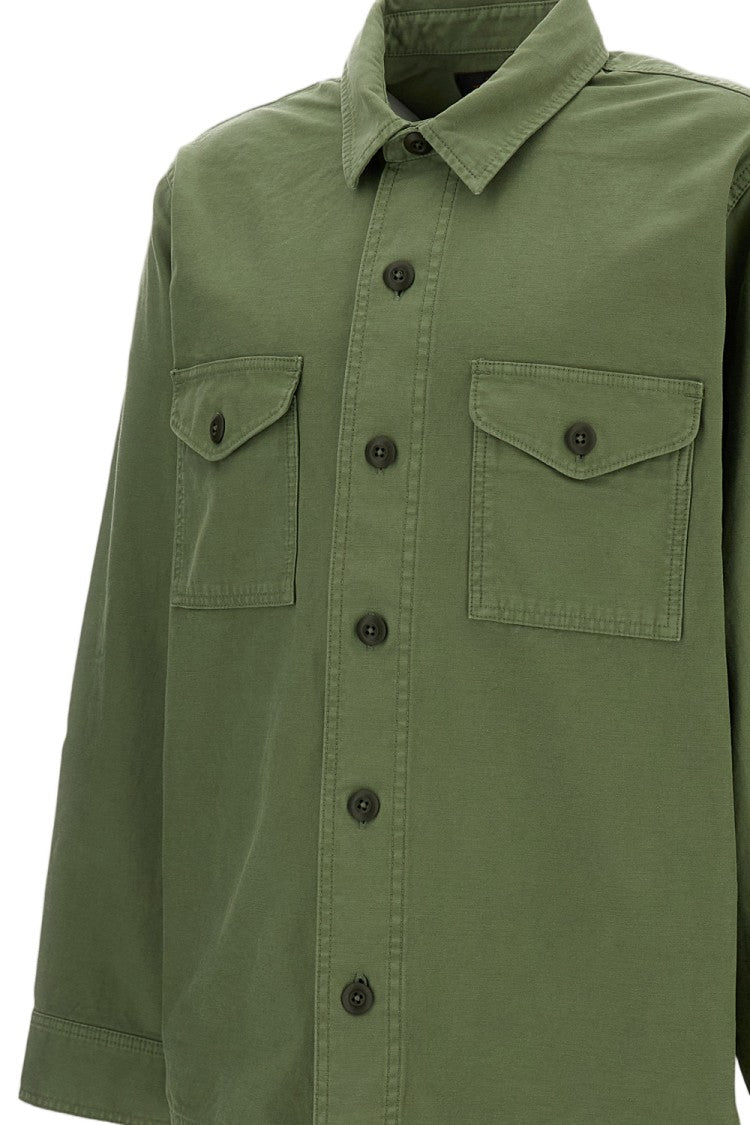 Filson Boxy Cut Cotton Overshirt With Pointed Collar
