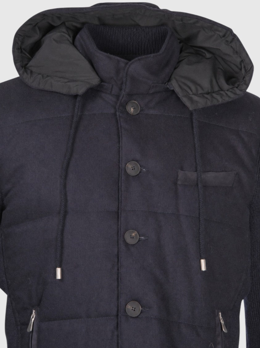 Gran Sasso Quilted Flannel Jacket With Eco-Friendly Padding And Removable Hood
