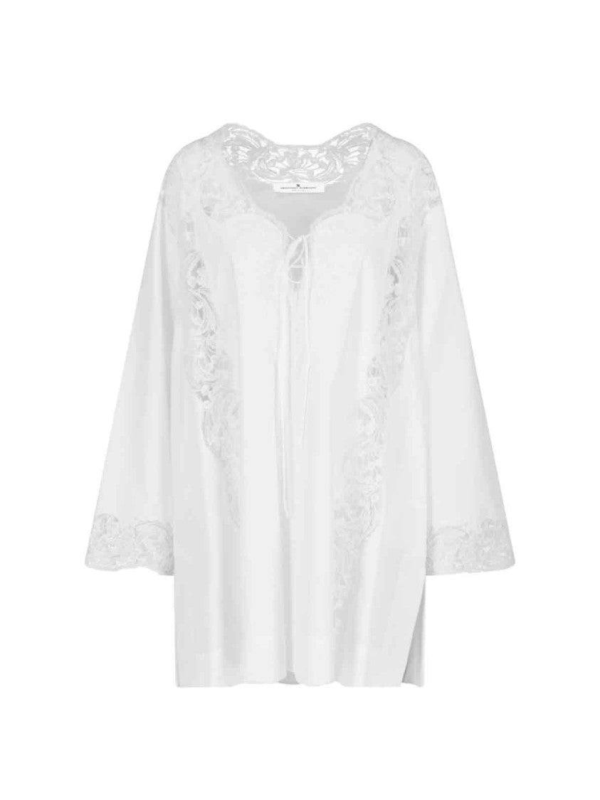 Ermanno Scervino White Cotton Mini Kaftan Dress