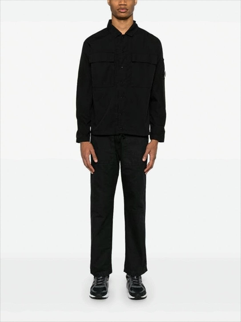 C.P. Company Minimalist Black Cotton Jacket With Classic Collar