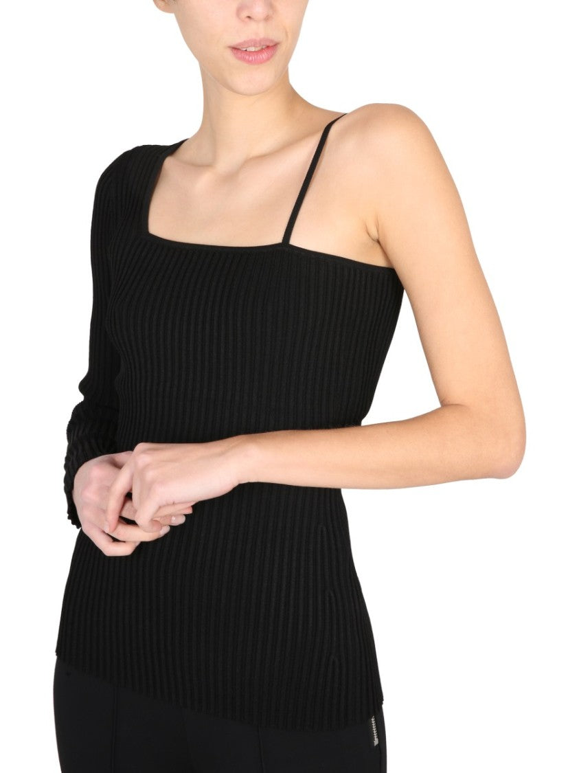 Helmut Lang Asymmetrical Ribbed Knit Top