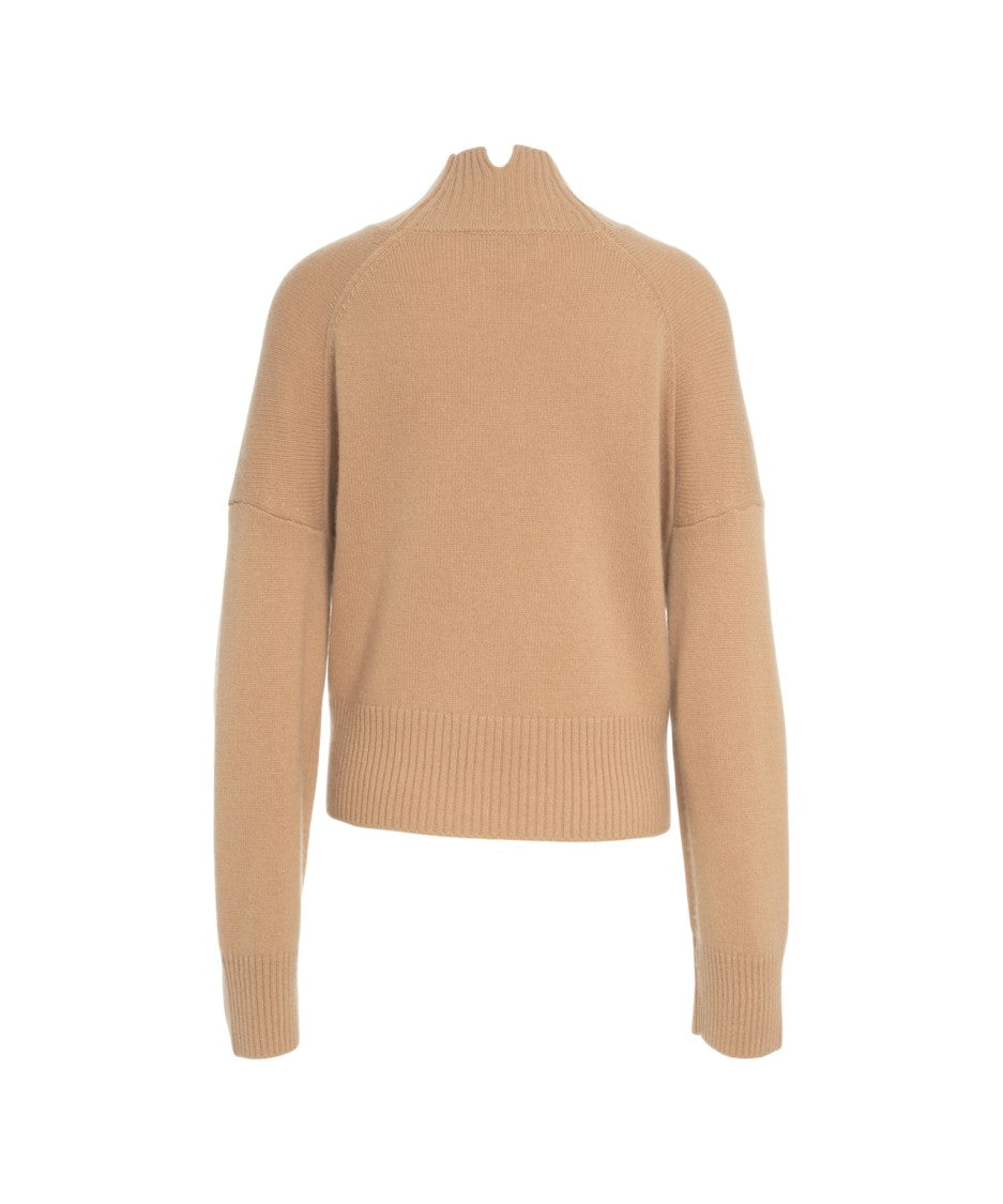 Crush Mock Neck Cashmere Sweater With Ribbed Cuffs