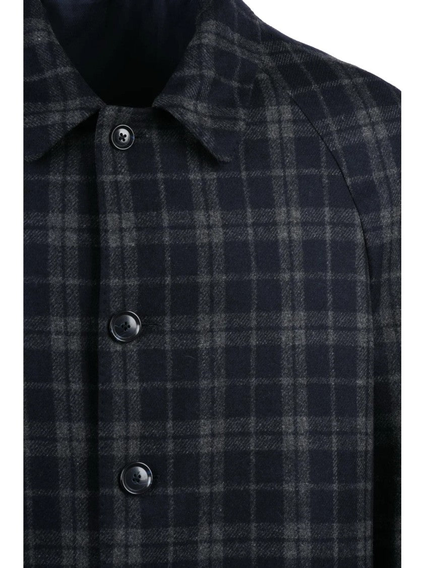 Luigi Bianchi Grey-Blue Wool-Blend Coat