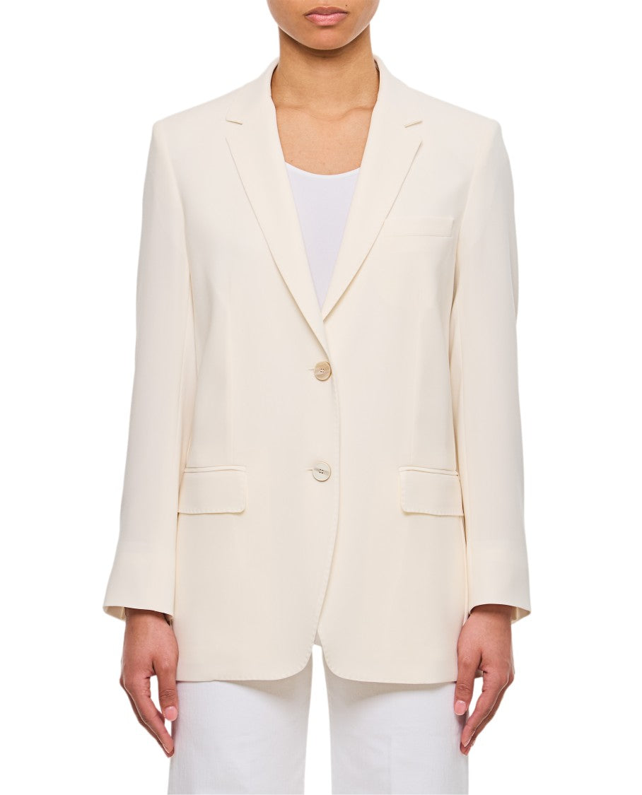 Alberto Biani Slim Fit White Blazer With Pointed Lapels And Flap Pockets