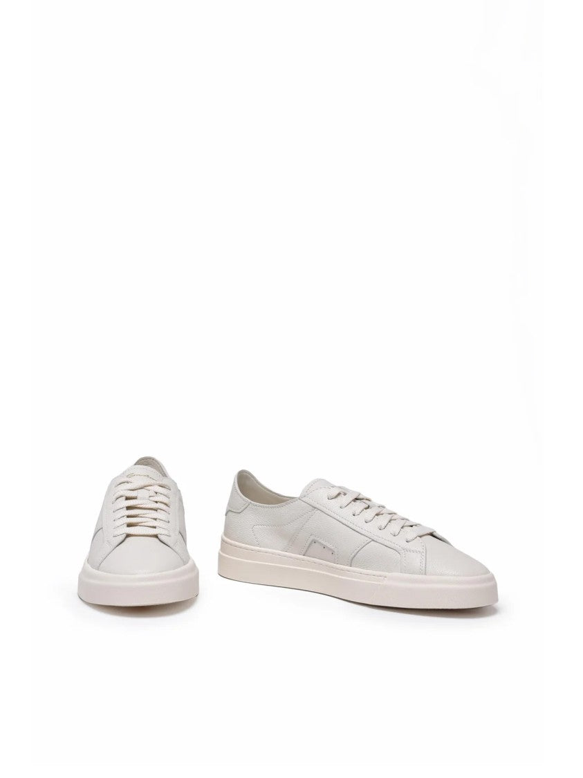 Santoni White Leather Hammered Sneakers