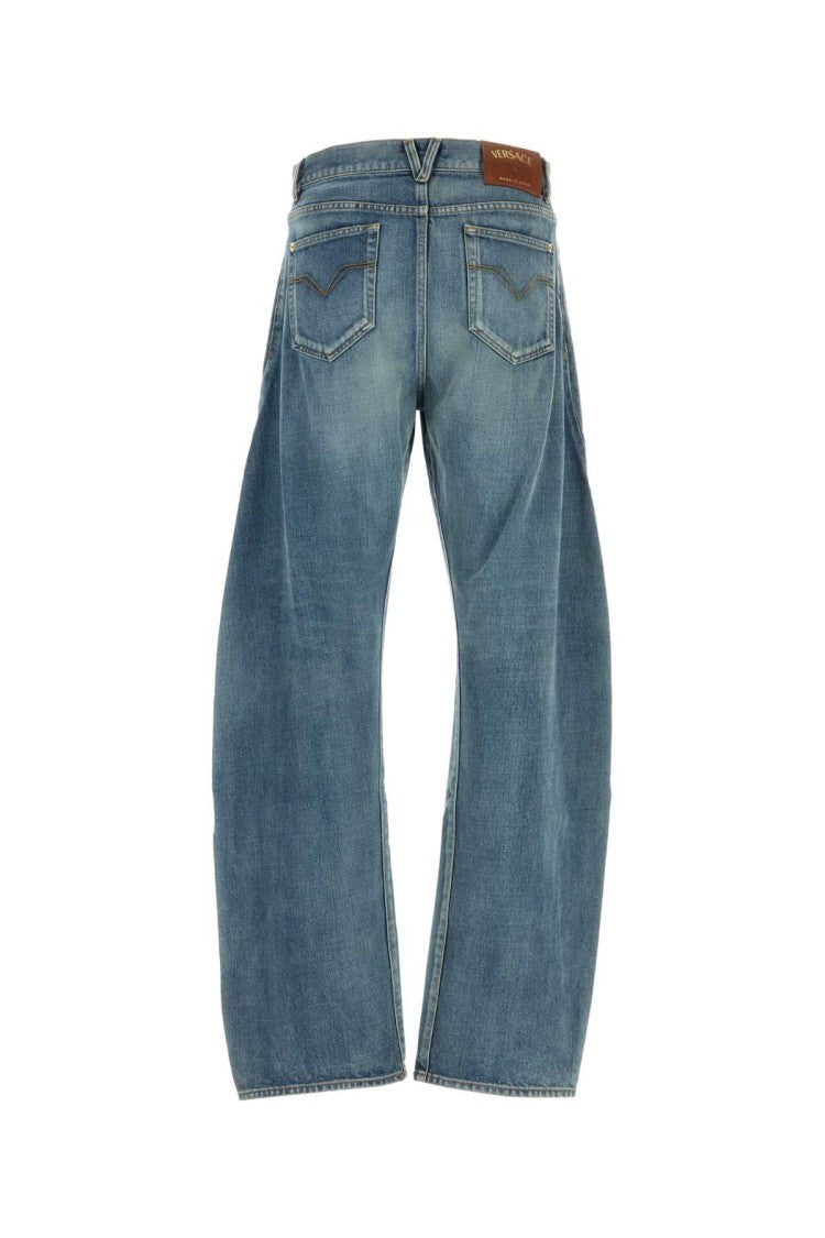 Versace Relaxed Fit Wide Leg Denim Jeans