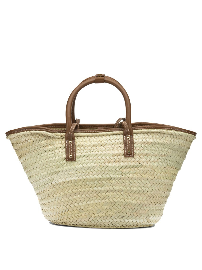 Jacquemus Woven Straw Handbag With Leather Trim