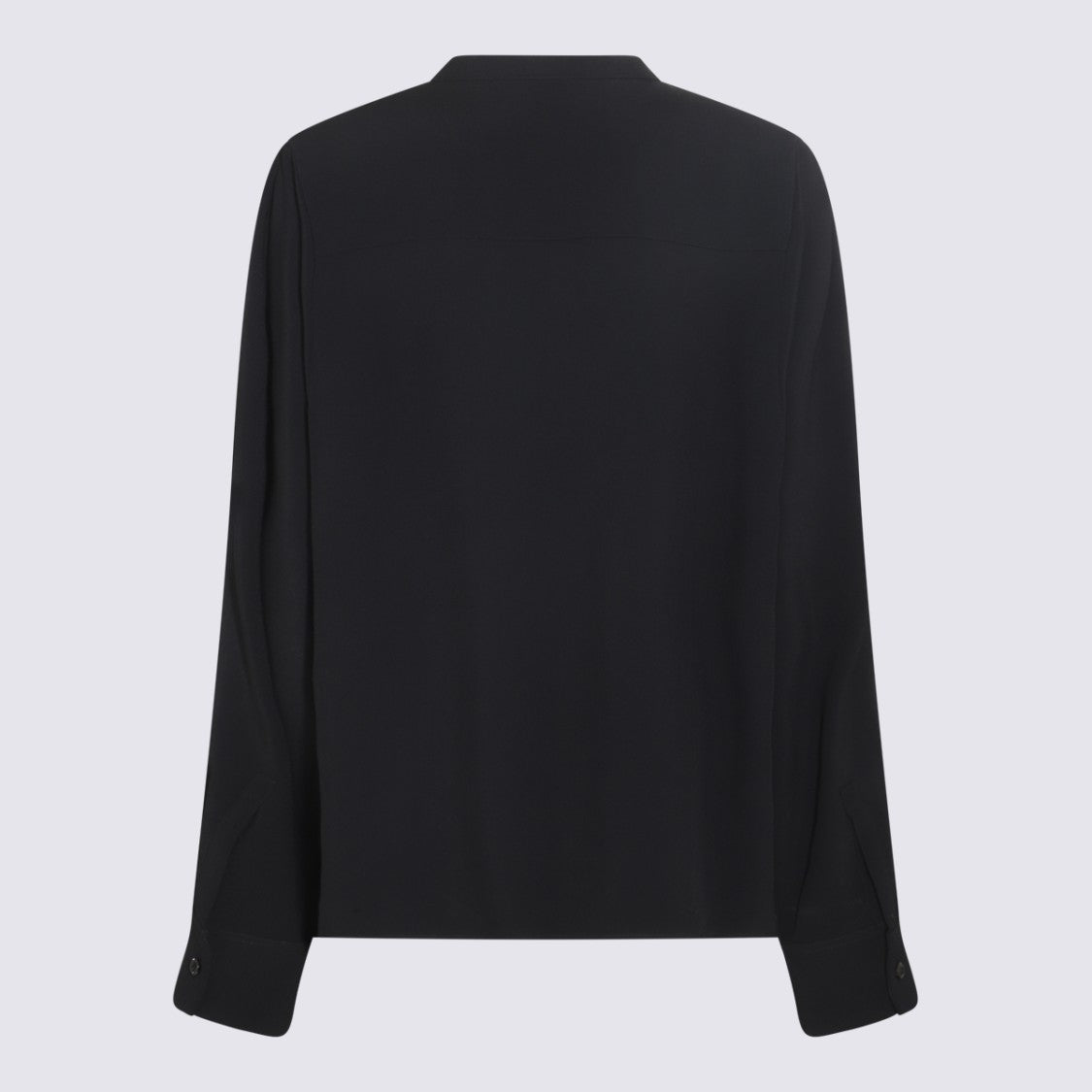 Jil Sander Collarless Black Shirt With Concealed Buttons