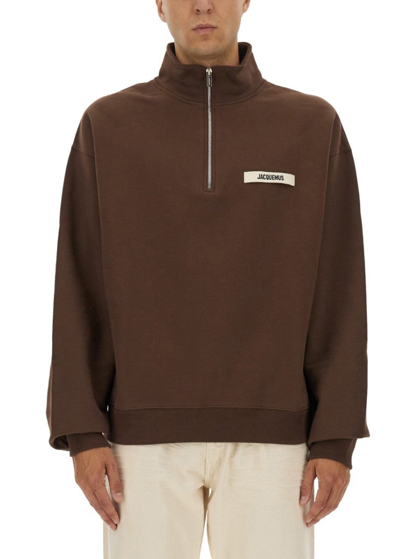 Jacquemus Grosgrain Sweatshirt With Turtleneck And Half-Zip Closure