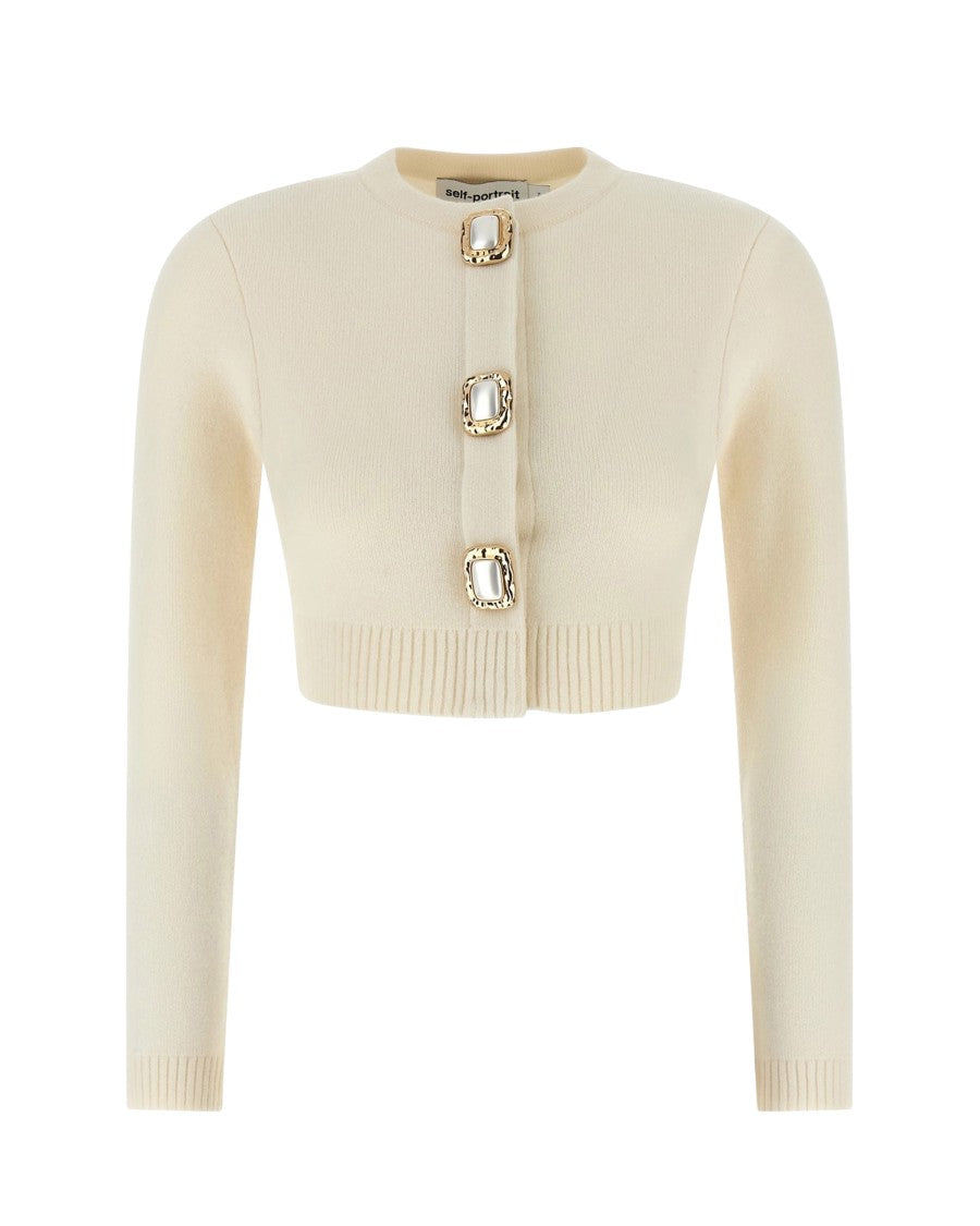 Self-Portrait Cream Wool Cardigan
