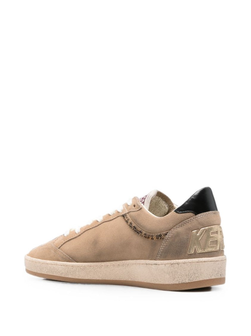 Golden Goose Beige Suede Black Star Low-Top Sneakers