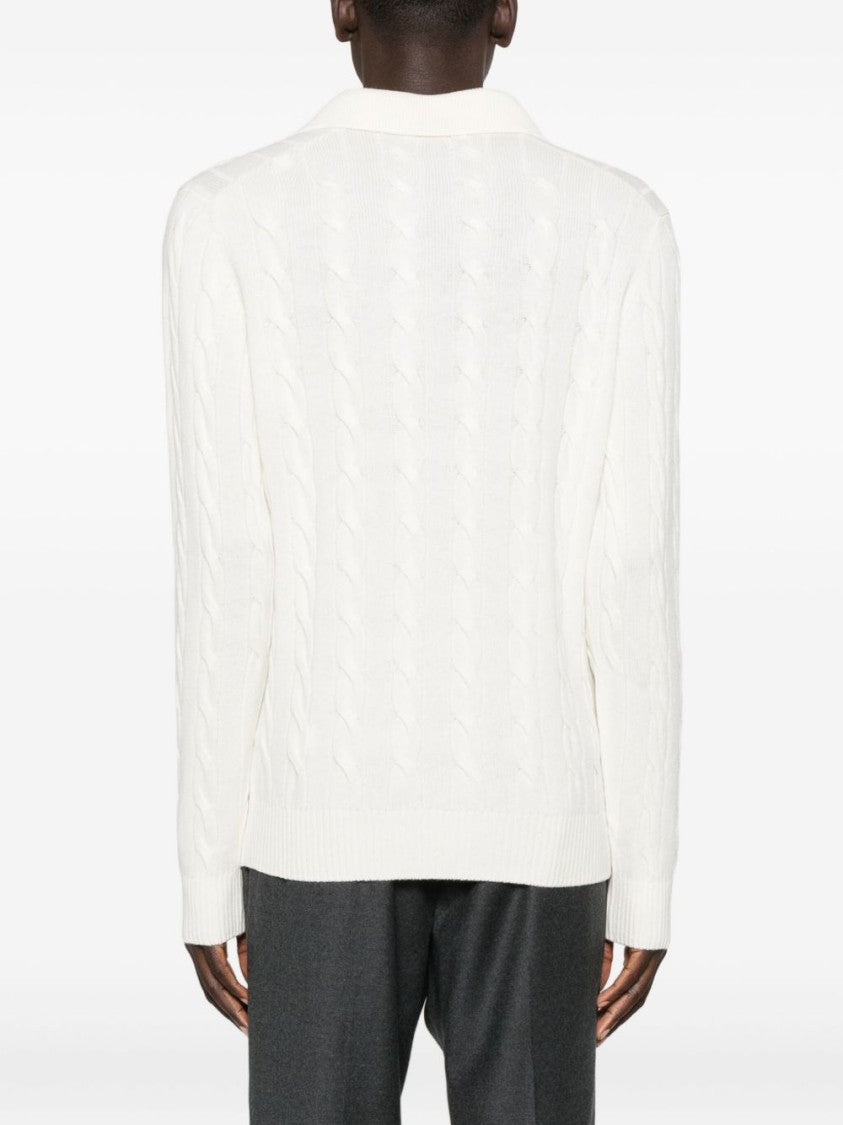 Gran Sasso Minimalist White Round Neck Sweater