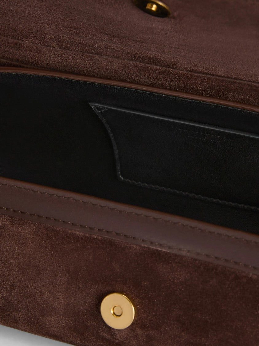Jil Sander Dark Brown Suede Cylindrical Handbag