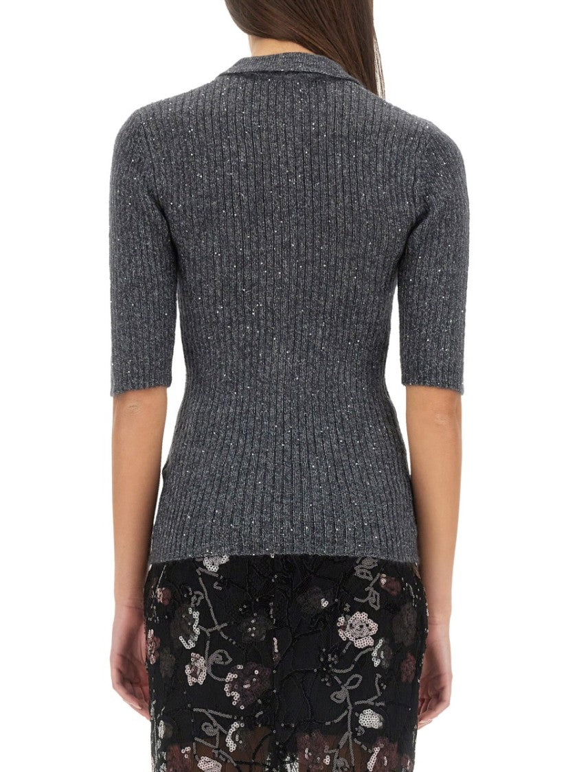Rotate Slim-Fit Grey Mohair Sweater