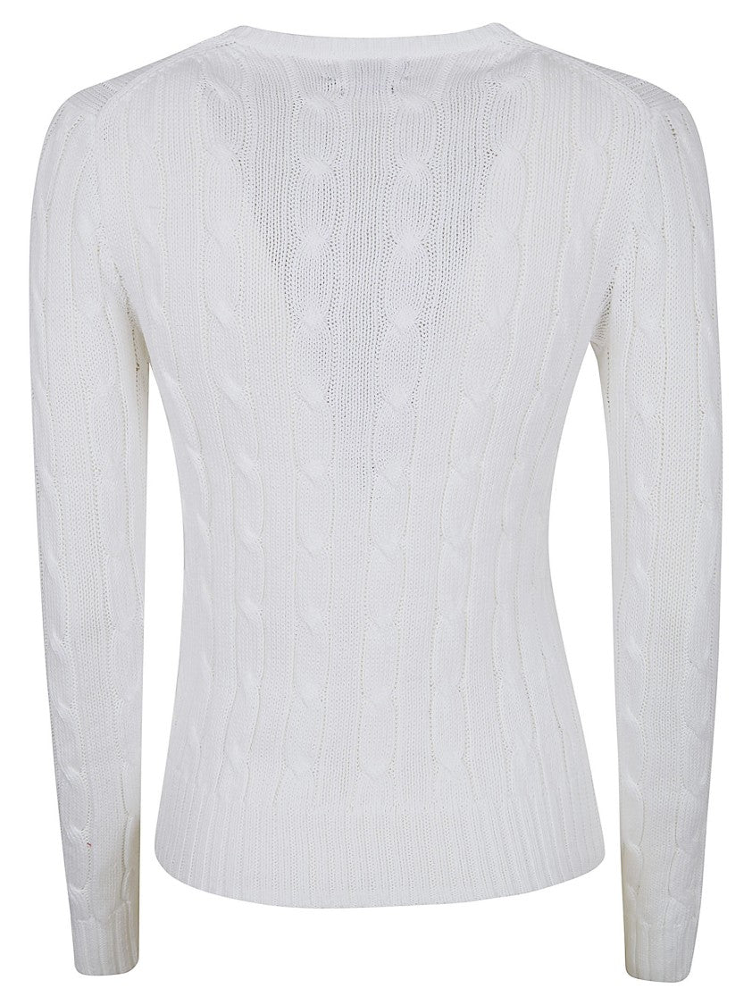 Polo Ralph Lauren Slim-Fit White Pullover Sweater With Textured Cable Knit