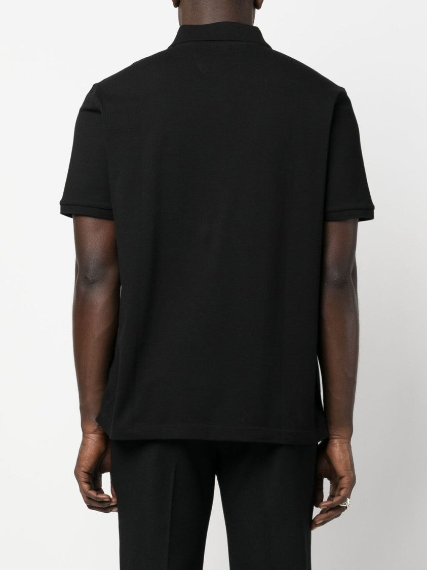 Ferrari Black Piqué Weave Polo Shirt With Embroidered Logo