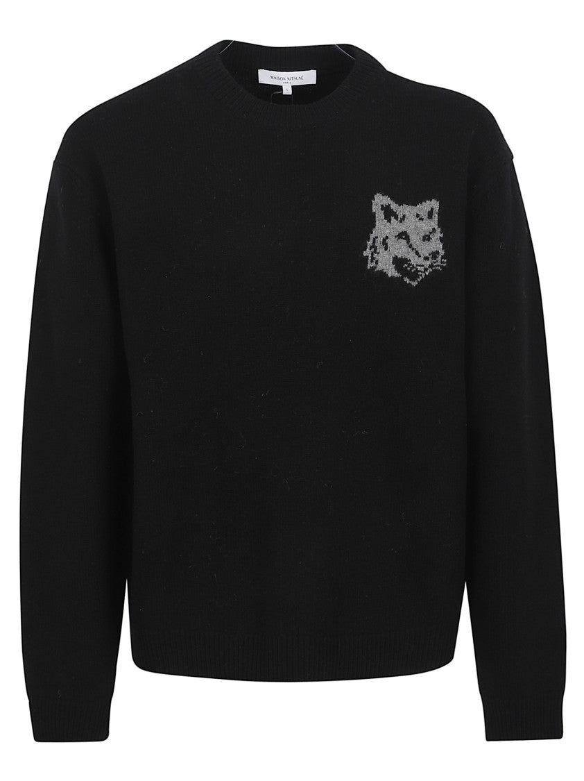 Maison Kitsuné Black Merinos Extrafine Wool Sweater