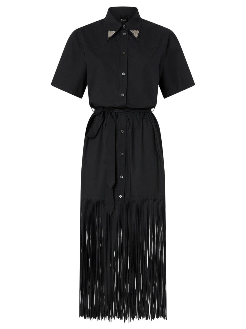 Pinko Cotton Shirt Dress With Fringe