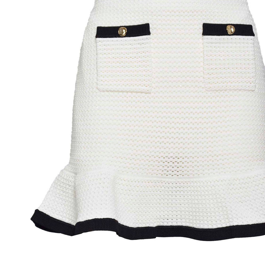 Self-Portrait White Crochet Knit Mini Skirt