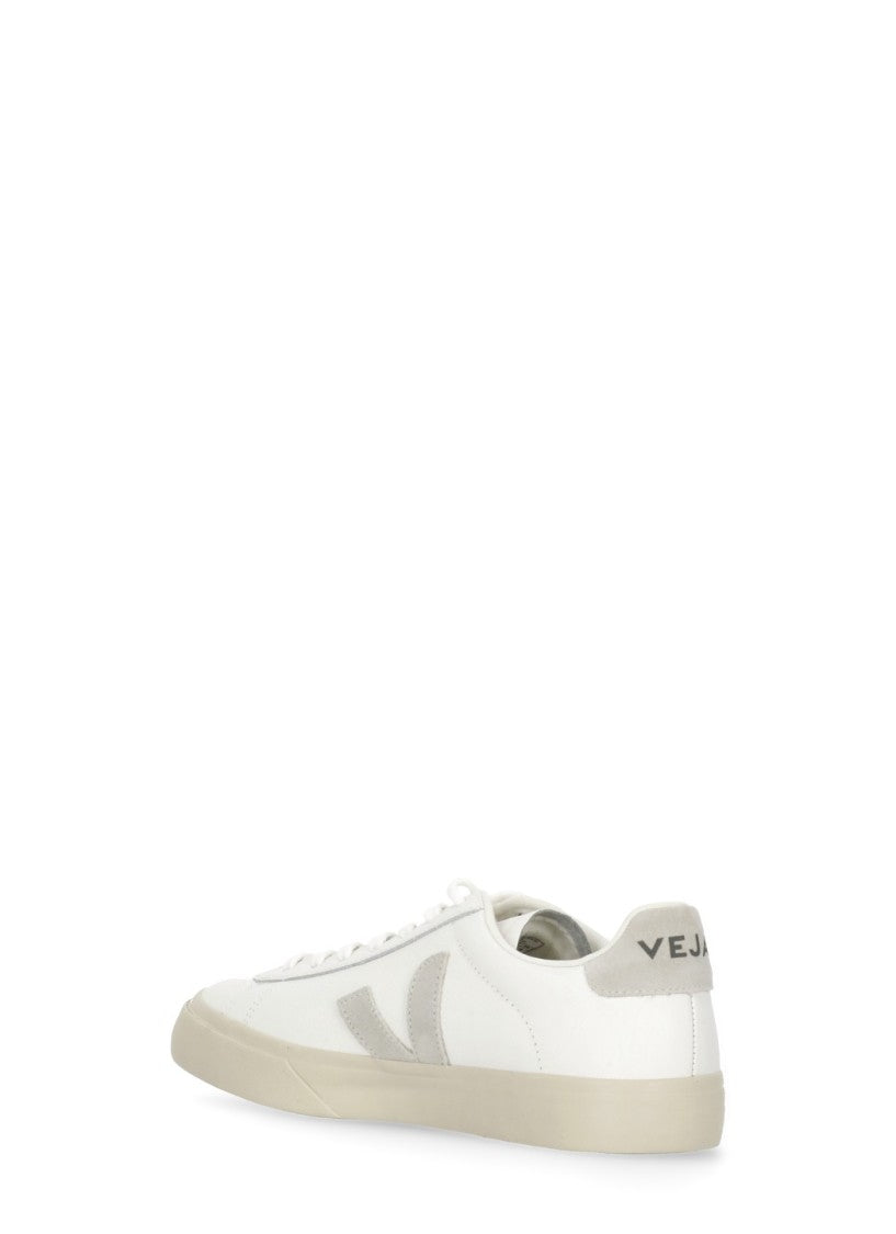 Veja Minimalist White Leather Campo Sneakers With Suede Inserts