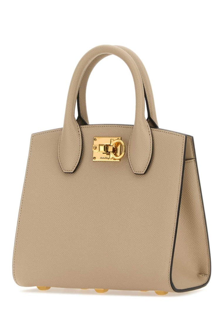 Salvatore Ferragamo Cappuccino Leather Small Studio Box Handbag