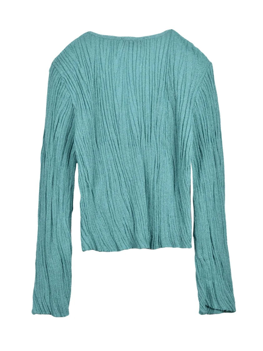 Akep Aqua Green Front-Tie Cardigan