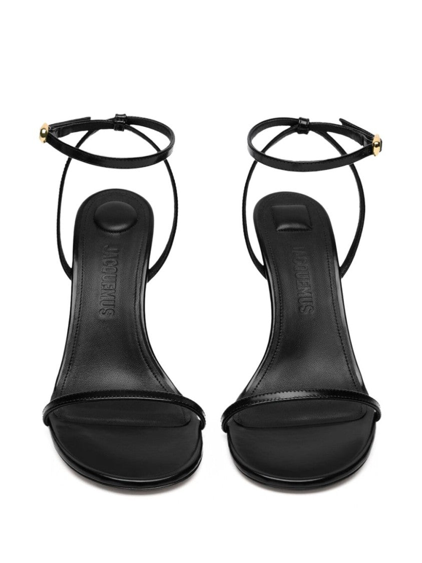 Jacquemus Sculptural Black Calf Leather Sandals