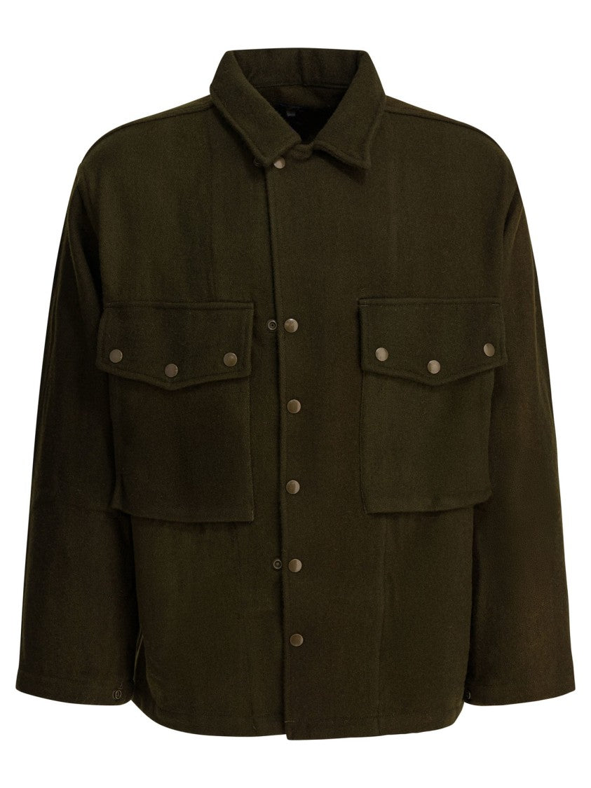 Needles Wool Overshirt Jacket With Utility Pockets And Classic Collar