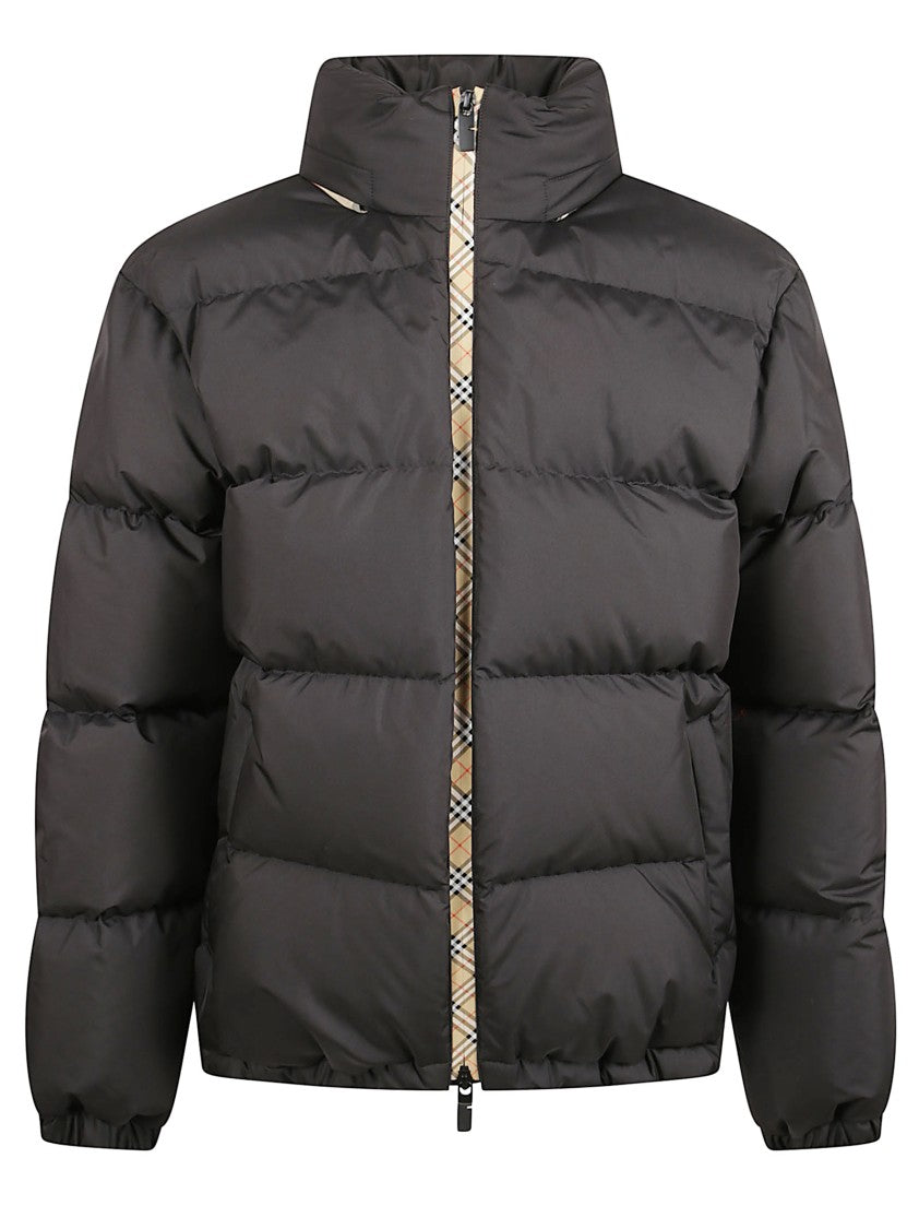 Burberry Quilted Down Jacket With Front Zip Closure
