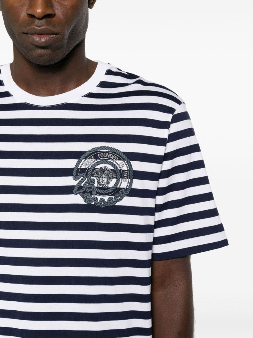 Versace Horizontal Stripe Cotton Jersey T-Shirt