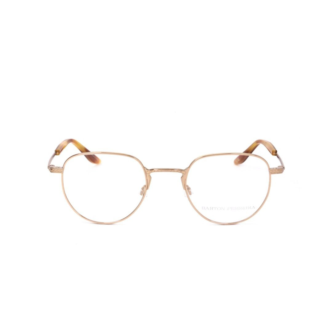 Barton Perreira Bp5089 490Ro Round Metal Frame Eyeglasses With Tortoiseshell Temple Tips