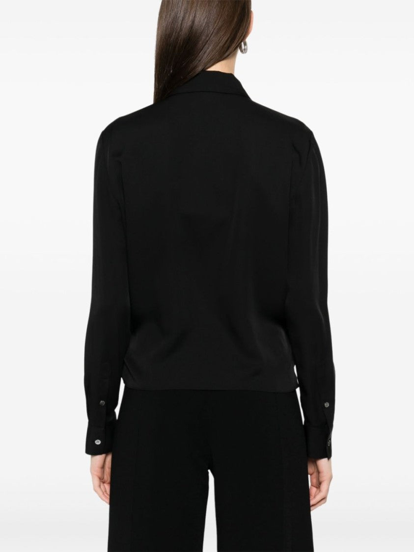 Theory Crossover Neckline Black Silk Shirt