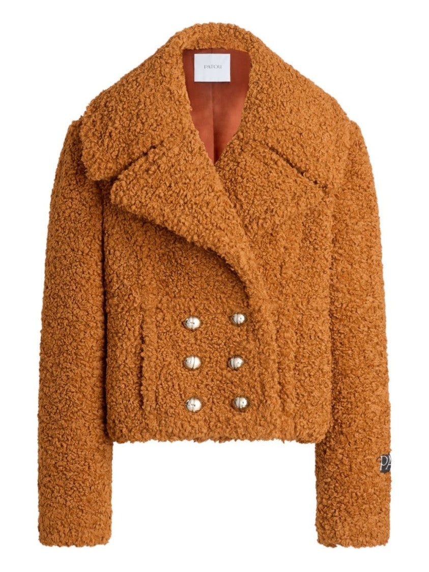 Patou Cropped Double-Breasted Coat In Sustainable Wool Blend