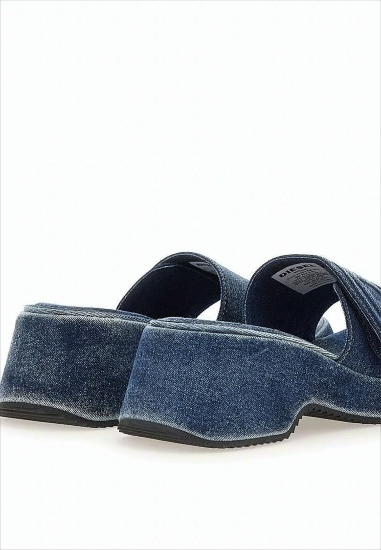 Diesel Denim-Inspired Cotton Sandals With Logo Detail