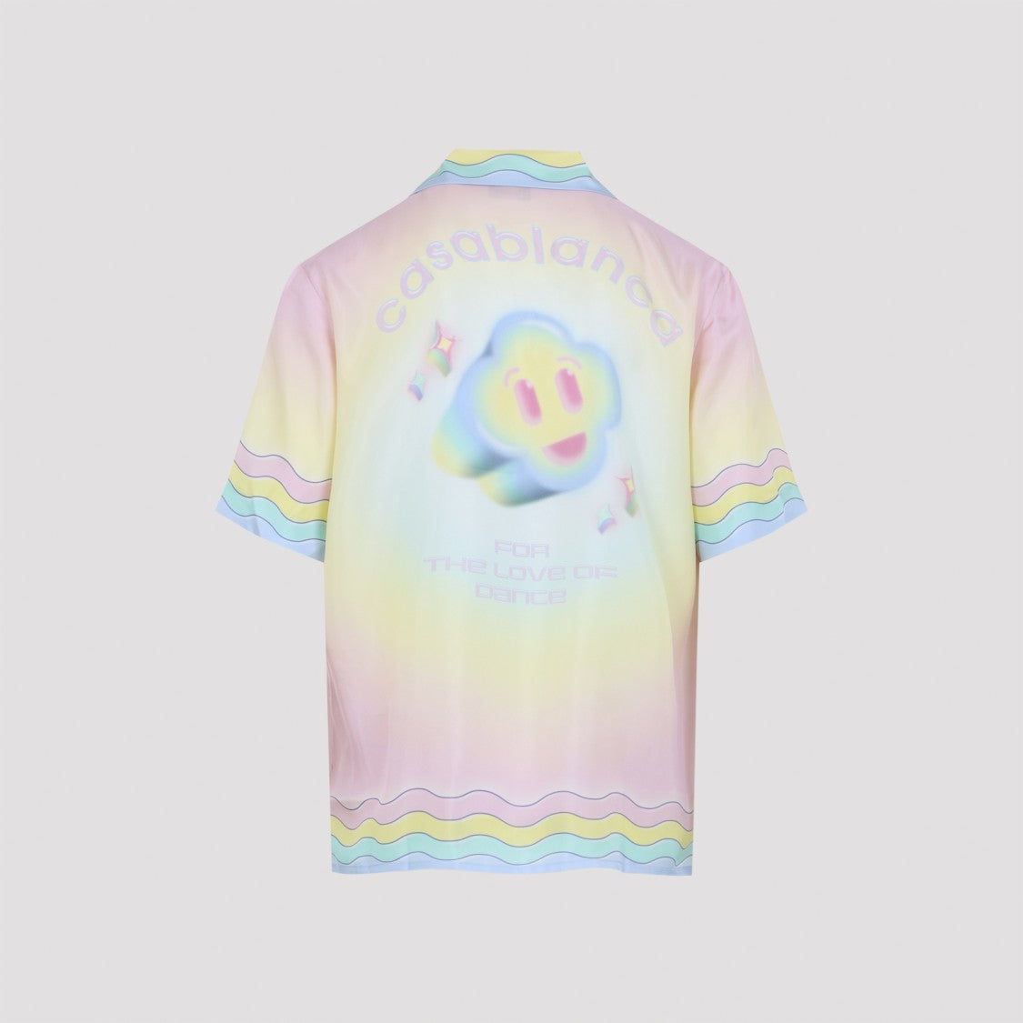 Casablanca Pastel Multicolor Silk Shirt With Playful Graphic