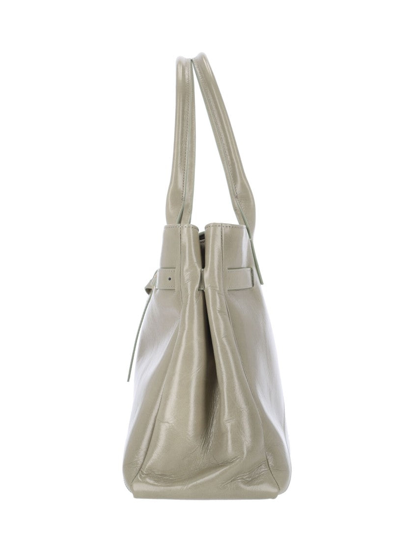 Ballantyne Sophisticated Grey Calfskin Tote With Adjustable Buckle Detail