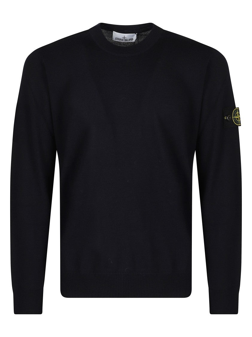 Stone Island Crew Neck Sweater With Distinctive Logo Patch