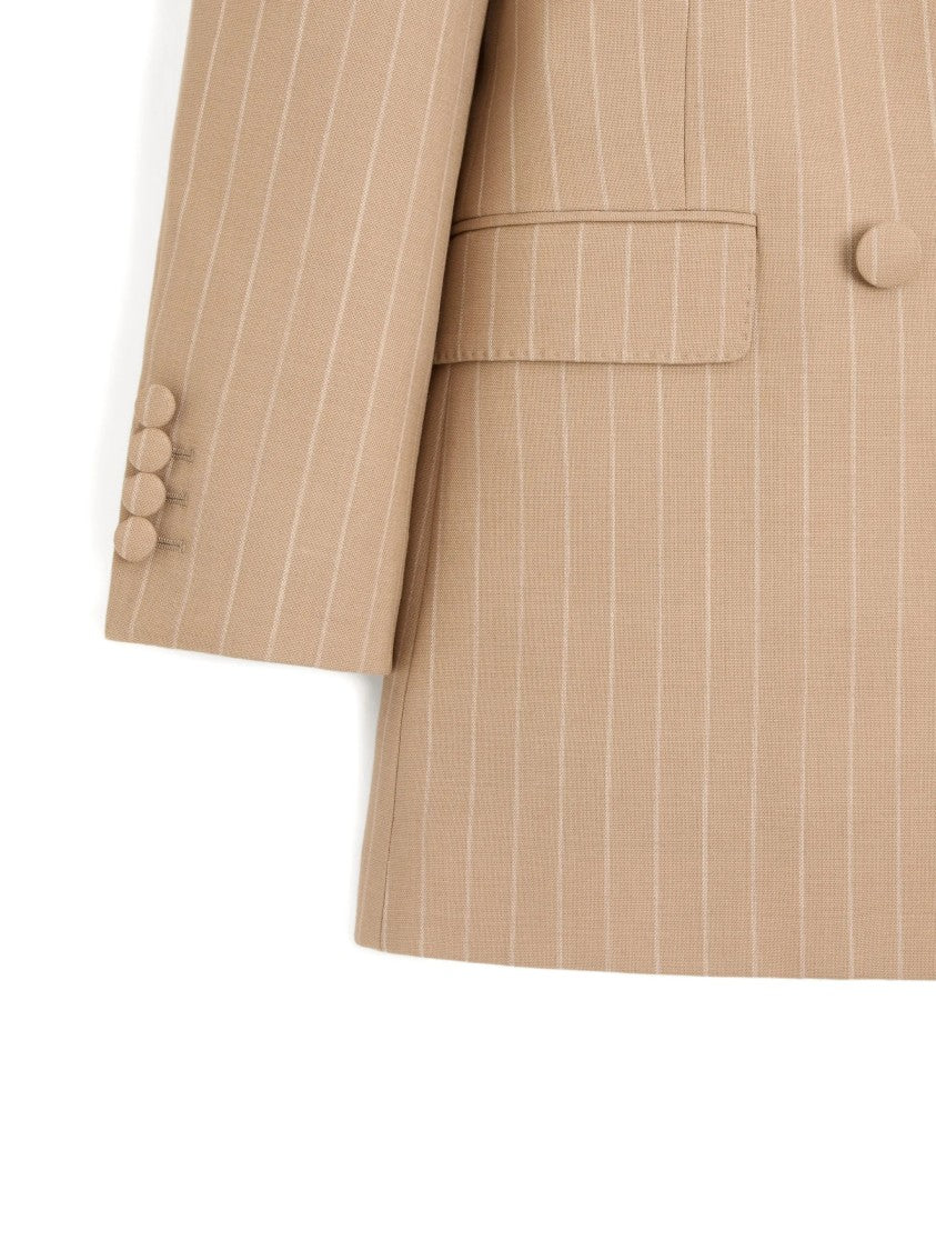 Valentino Double-Breasted Tailored Blazer With Pinstripes And Structured Shoulders