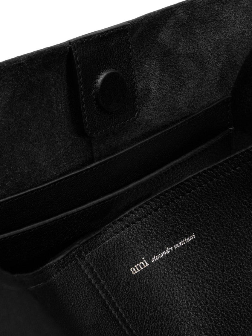 Ami Paris Black Structured Magnetic Fastening Square Bag