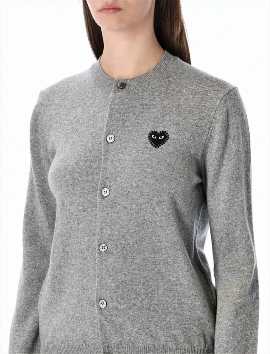 Comme Des Garçons Rhinestone-Embellished Wool Cardigan With Classic Round Neckline