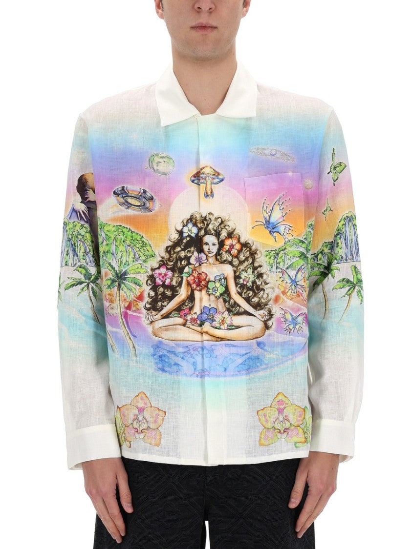 Casablanca Innocence Printed Lightweight Linen Shirt