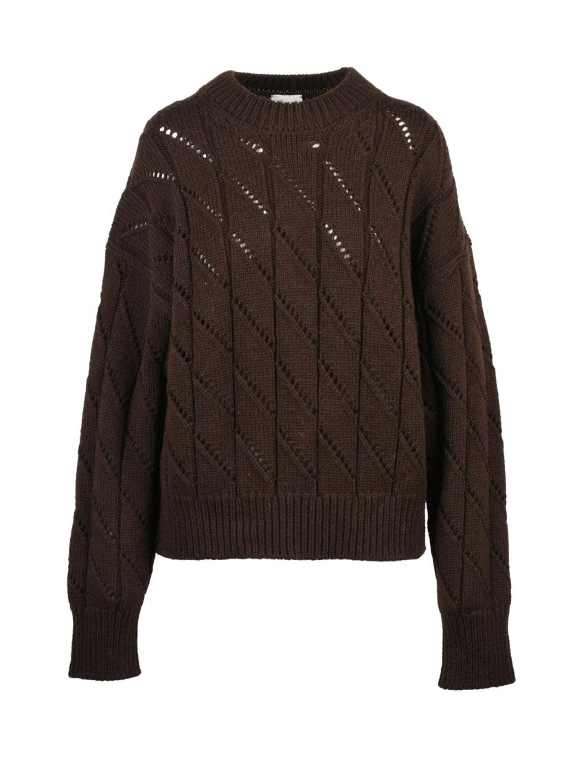 Alysi Crew Neck Knit Sweater With Textured Pattern And Ribbed Details