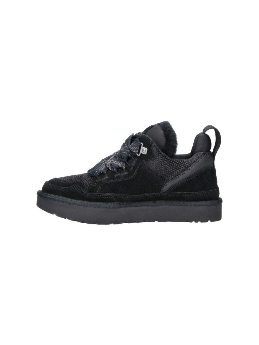 Ugg Black Lowmel Leather Faux Fur Sneakers