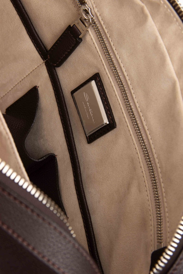 Santoni Hammered Leather 24-Hour Bag With Shoulder Strap