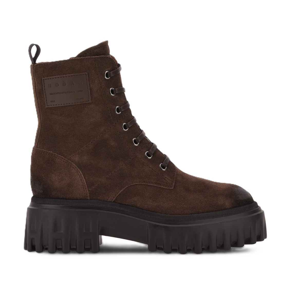 Hogan Brown Suede Lace-Up Chunky-Sole Ankle Boots