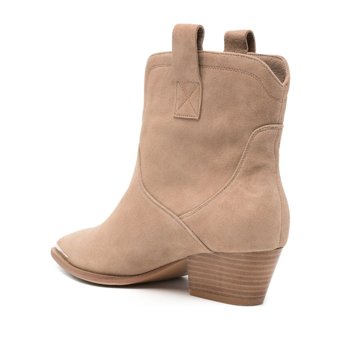 Adrianna Feretti Brown Metallic Accents Stacked Heel Suede Boots