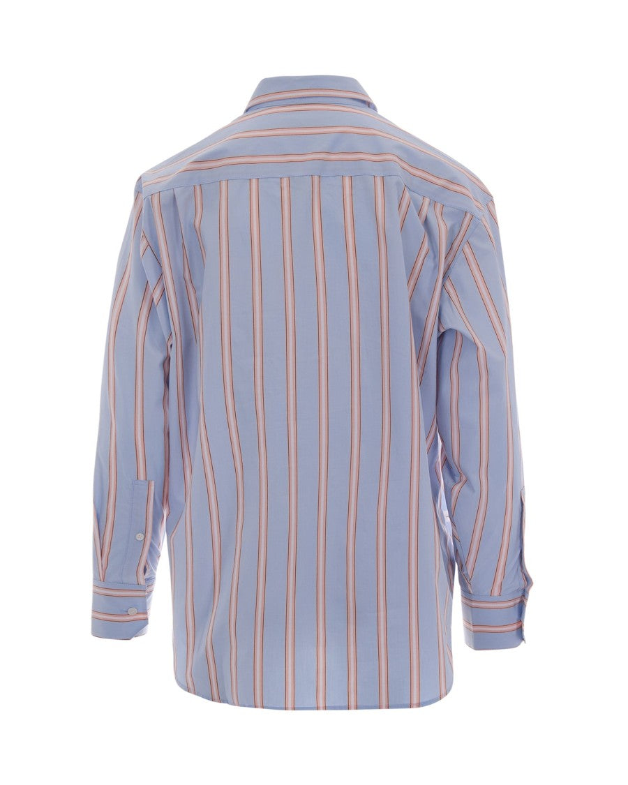 Lacoste Oversized Striped Poplin Shirt With Embroidered Crocodile