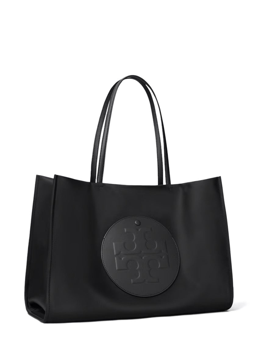 Tory Burch Spacious Black Tote With Embossed Logo And Sturdy Handles